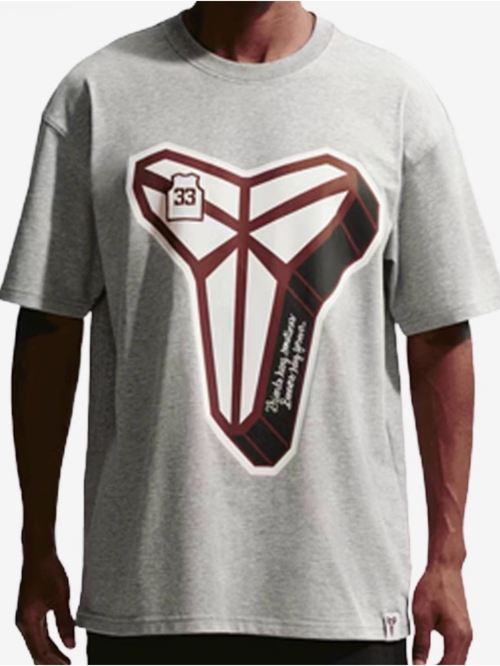 Nwt Kobe Nike Men’s Light Gray Short Sleeve Tee with Maroon and Black Graphic